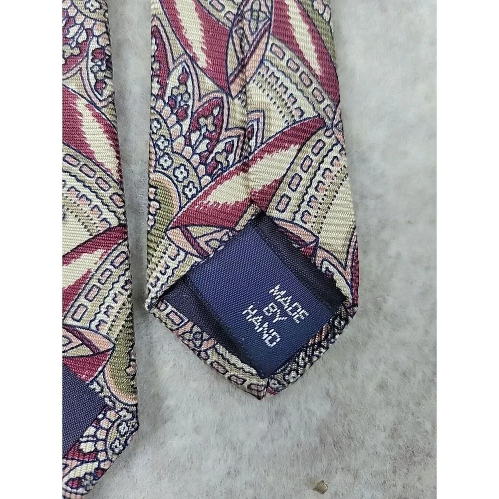 Vintage Polo‎ Ralph Lauren 100% Silk Necktie Tie Hand Made USA Abstract Classic